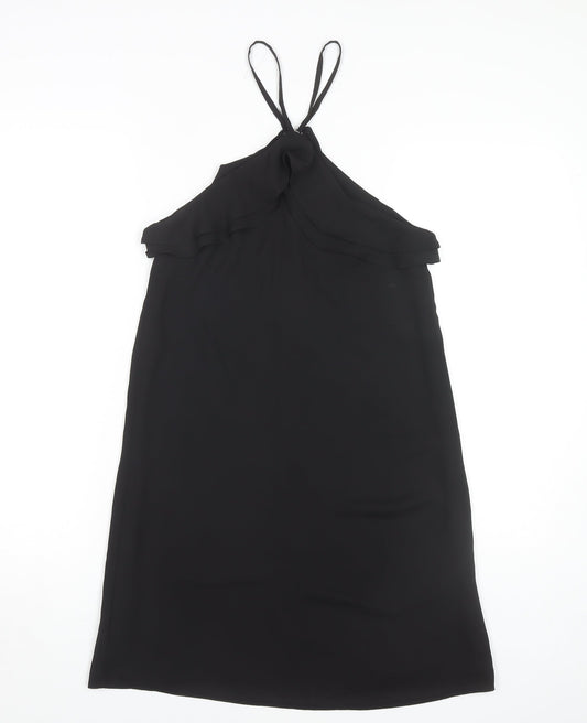 Additional front view of Miss Selfridge Women's Black Halter Dress, size 8