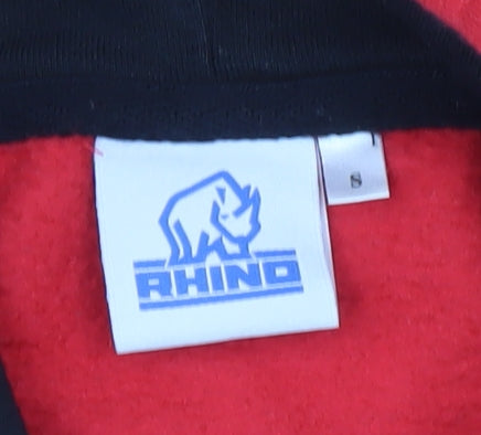 Rhino Men's Red Hoodie Size S with Embroidery