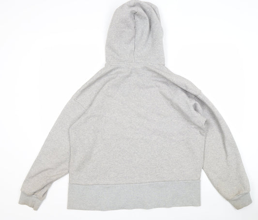 Back view of Adidas Women's Grey Cotton Hoodie, size S, Regular