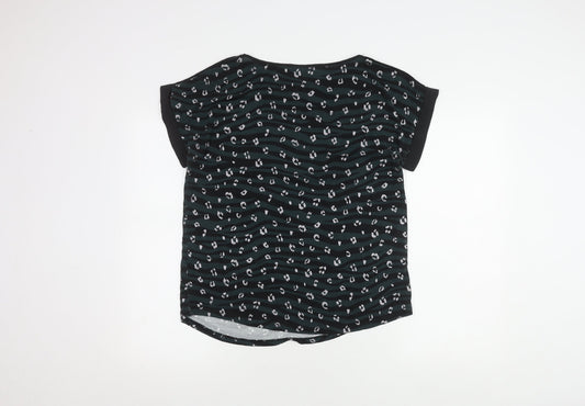 Oasis Women's Black Tunic T-Shirt, M, Animal Print