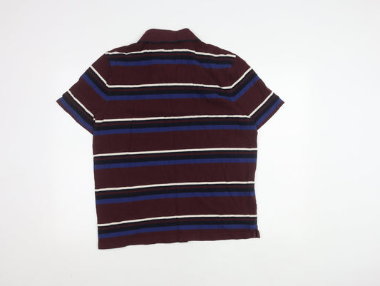 Marks and Spencer Men's XL Red Striped Polo