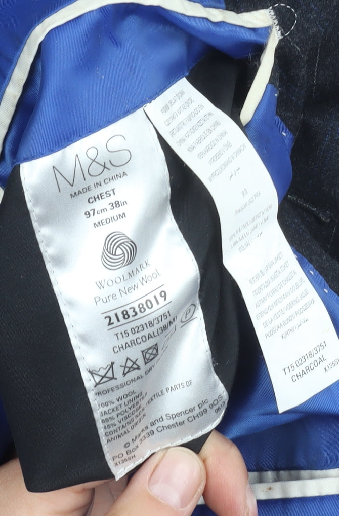 Mens UK Size 38 Marks and Spencer Regular Grey Suit Jacket