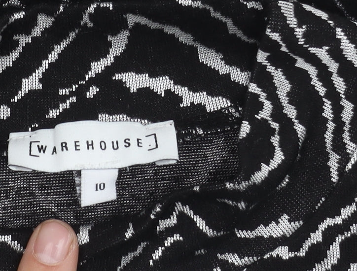 Womens UK Size 10 Warehouse Black Basic T-Shirt