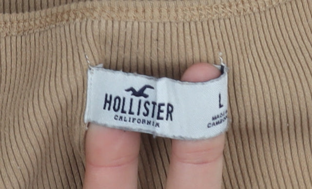 Womens UK Size L Hollister Beige Basic T-Shirt