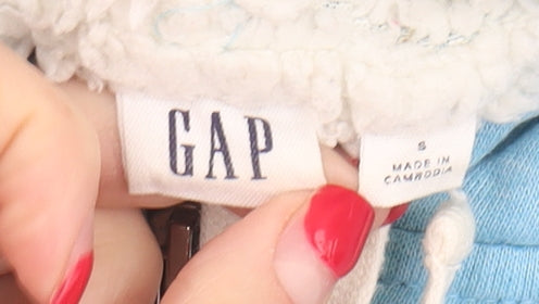 GAP Women's Blue Full Zip Hoodie S - Logo Design