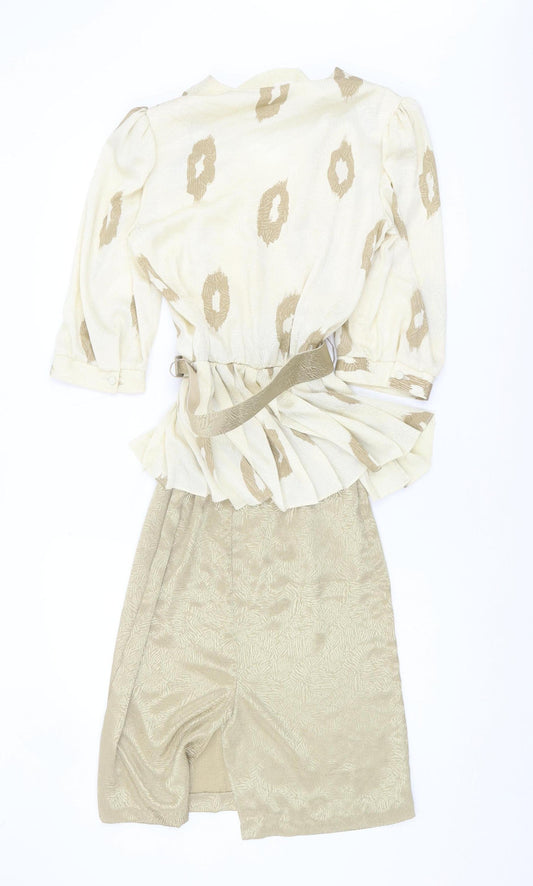 Berkertex Women's Beige V-Neck Wrap Dress Size 10