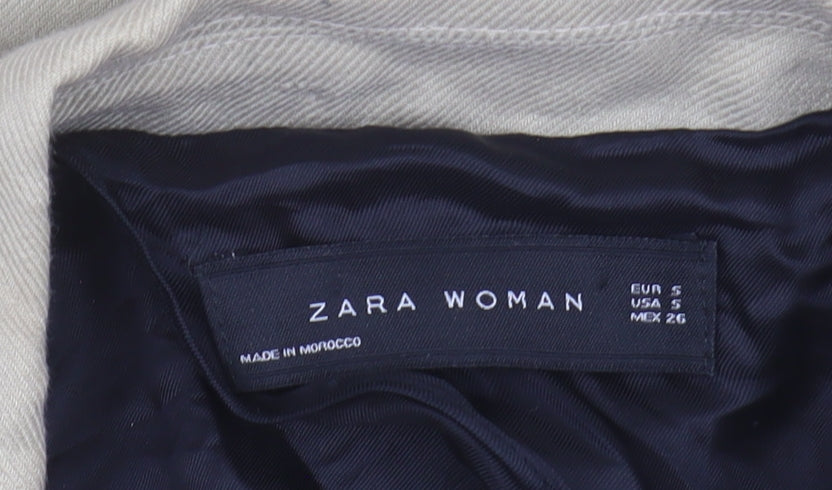 Zara Women's Beige Linen Long Coat Size S