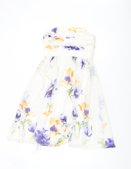 Coast Women's Multicoloured Floral Strapless Dress - Size 6