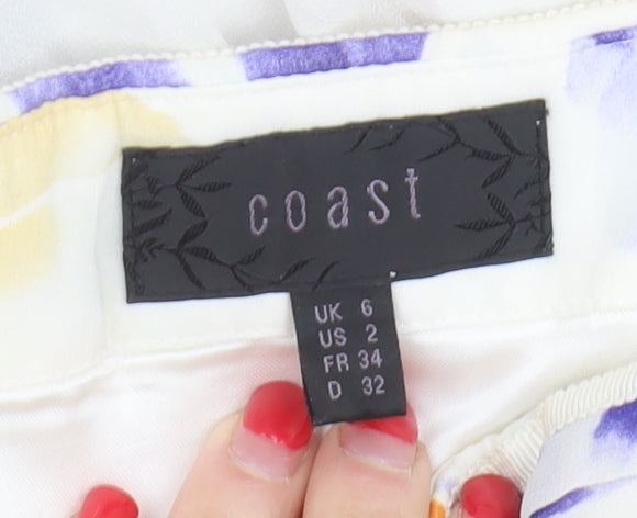 Coast Women's Multicoloured Floral Strapless Dress - Size 6