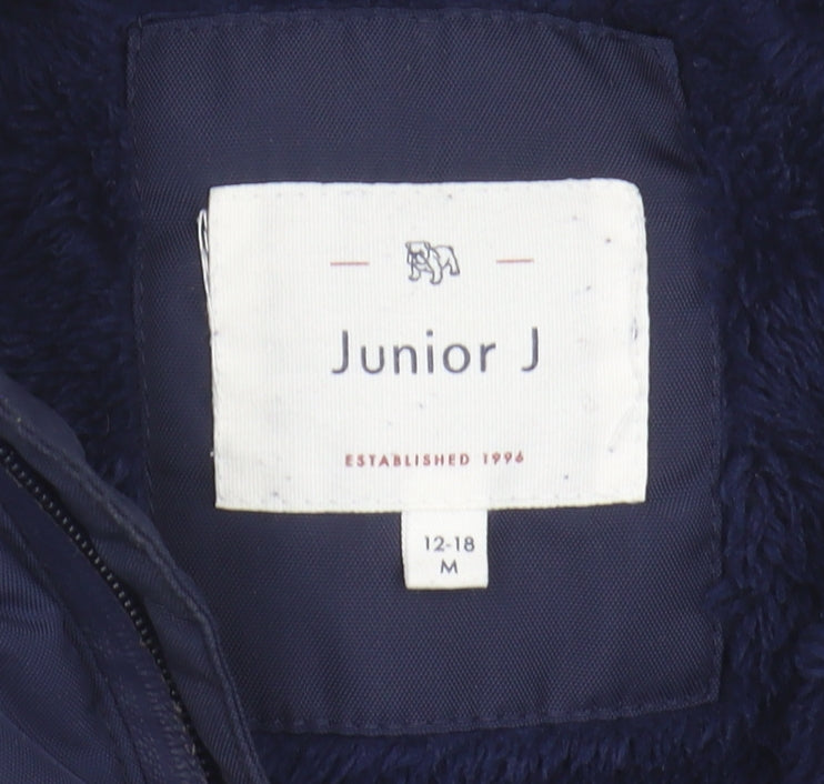 Junior J Unisex Blue Puffer Jacket 12-18M Hooded Winter