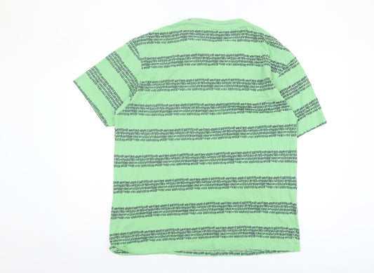 Springfield Men's Green Striped Crew Neck T-Shirt L