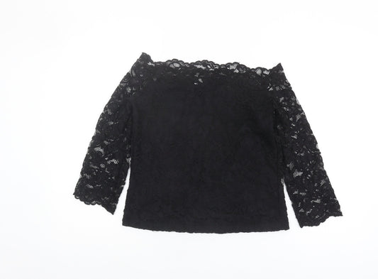 Womens UK Size L H&M Black Basic Blouse