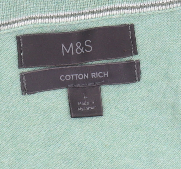 Marks and Spencer Men's Green Polo L