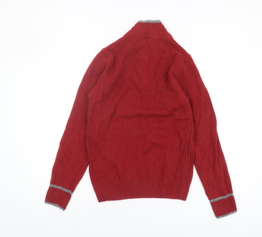 Next Men's Red Wool 1/4 Zip Jumper XS