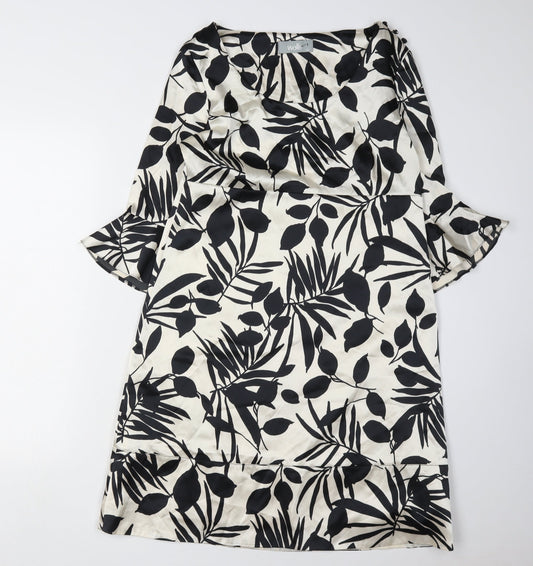 Additional front view of Wallis Women's Black & White Floral Dress, size 10