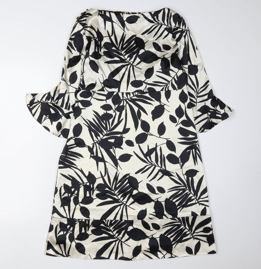 Wallis Women's Black & White Floral Dress Size 10