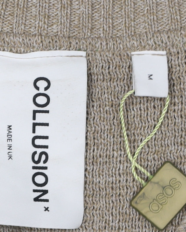 Collusion Unisex Beige M Pullover Jumper V-Neck