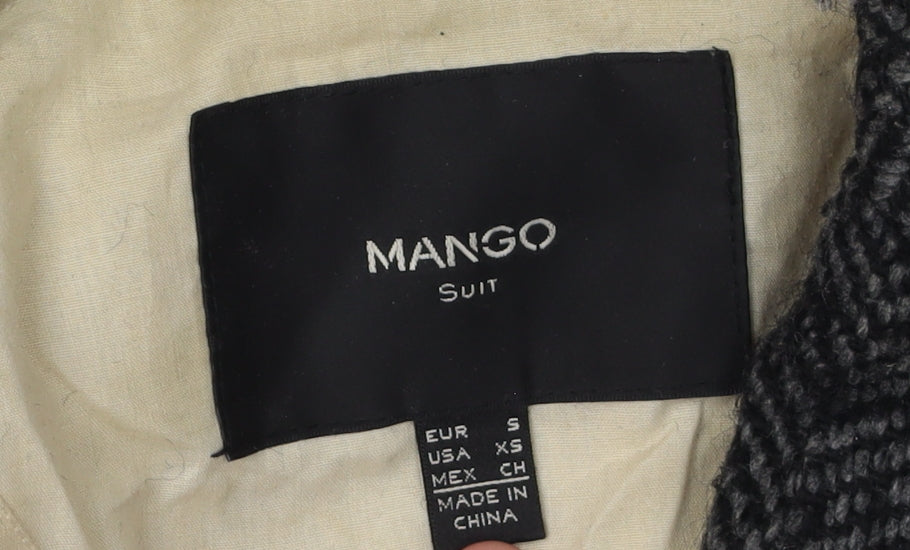 Mango Women's Black Wool Herringbone Suit Jacket XS