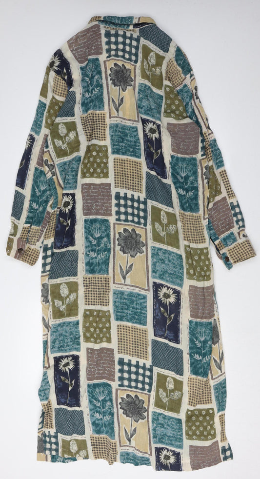 Monsoon Women's Floral Collared Shirt Dress Multicoloured L