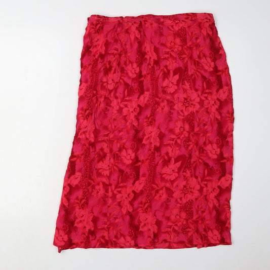 Classics Women's Red Floral Knee Length Pencil Skirt