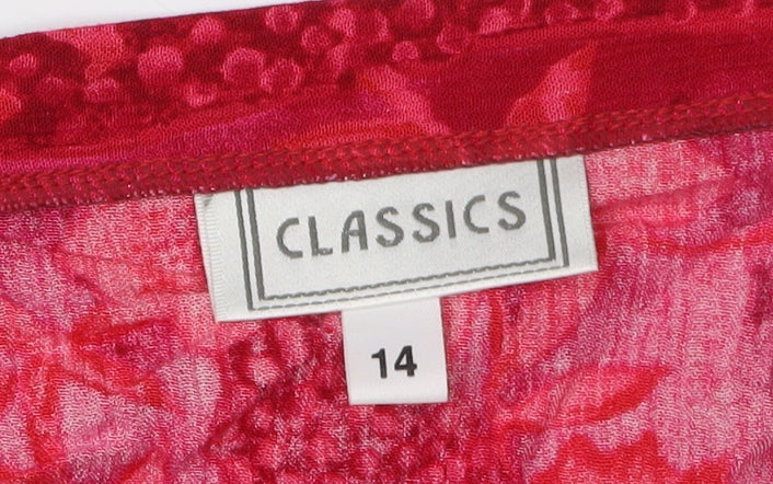 Classics Women's Red Floral Knee Length Pencil Skirt