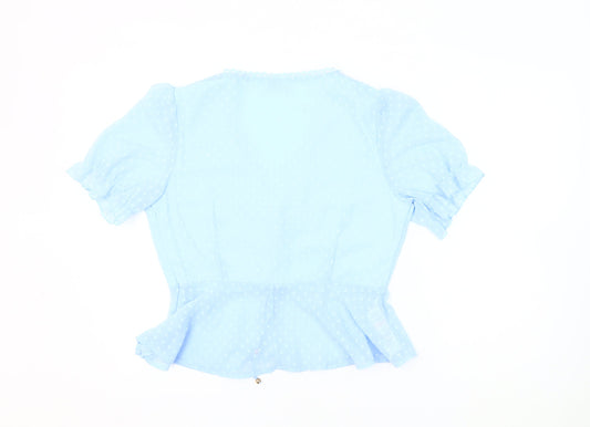 Quiz Women's Blue Polka Dot Blouse UK 14