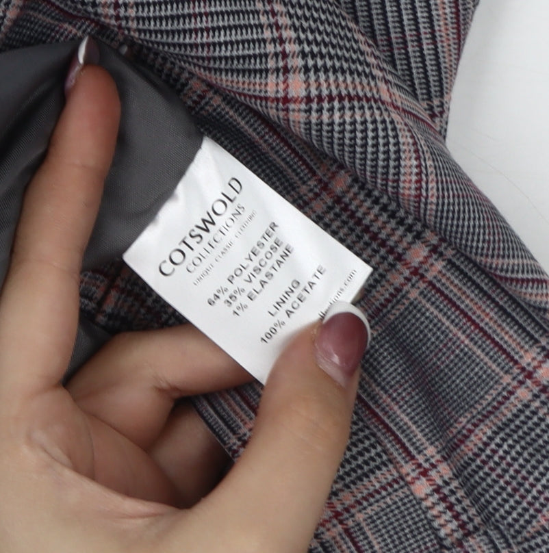 Cotswold Collections Plaid Women's Trousers, Size 12, Grey