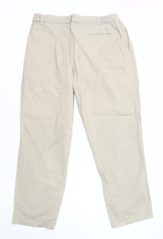 Savatini Men's Beige Cotton Trousers, Size 31, Straight Leg