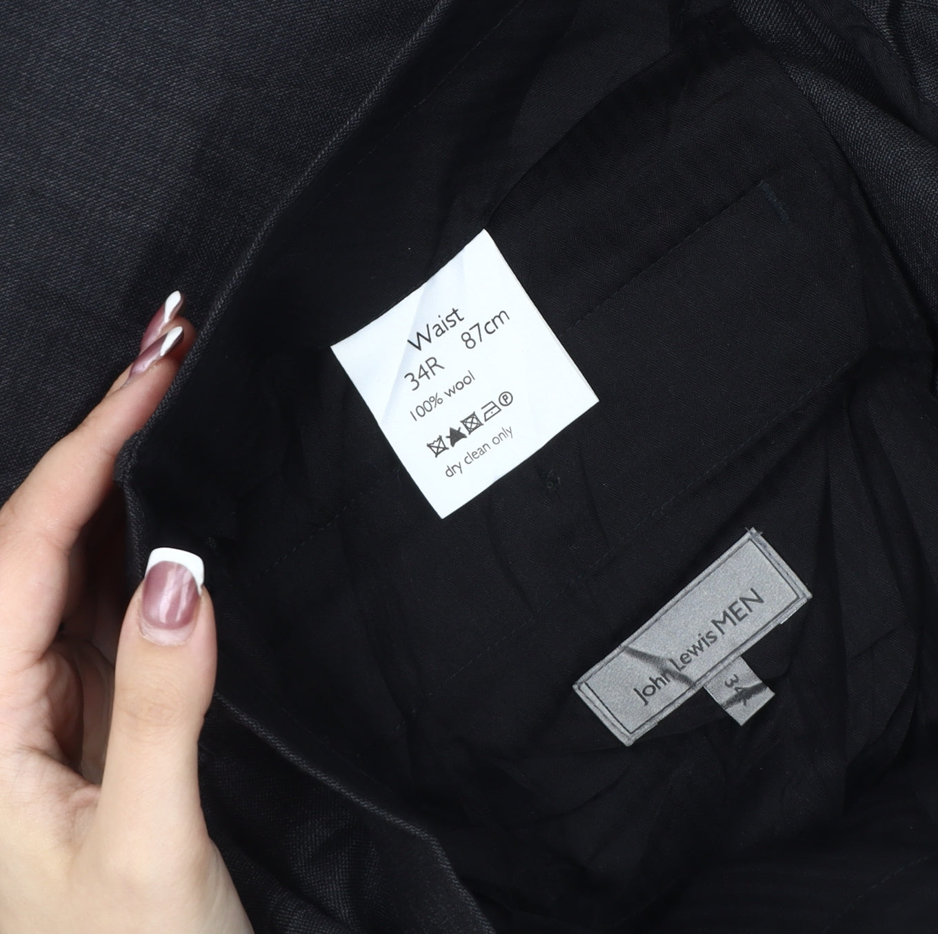 John Lewis Men's Black Dress Pants, Size 34