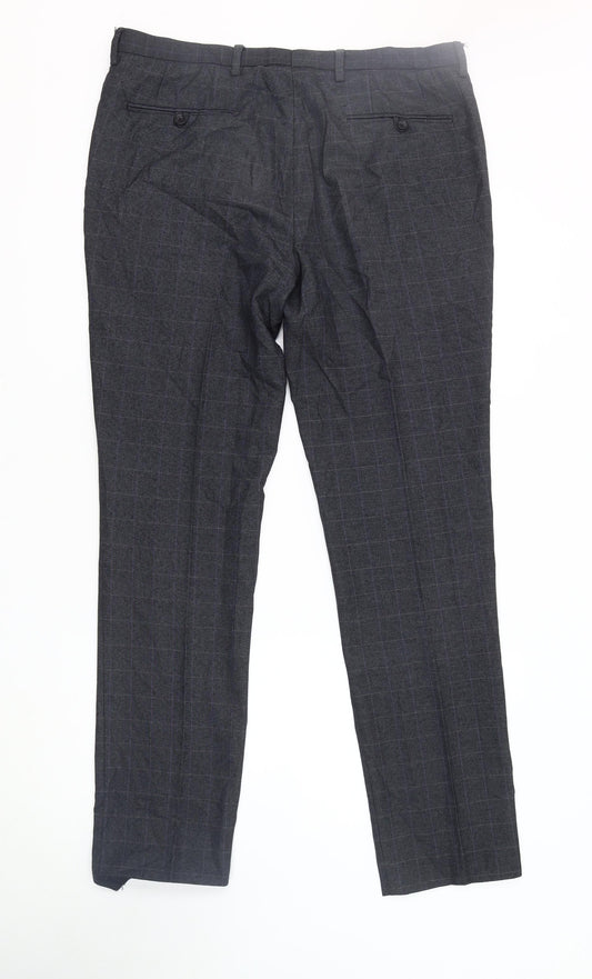 Next Men's Grey Check Trousers Size 34 L