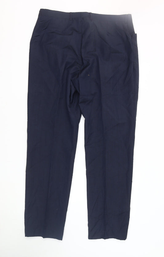 Mens UK Size 46R Bespoke Couture Regular Fit Dress Pants Blue Trousers