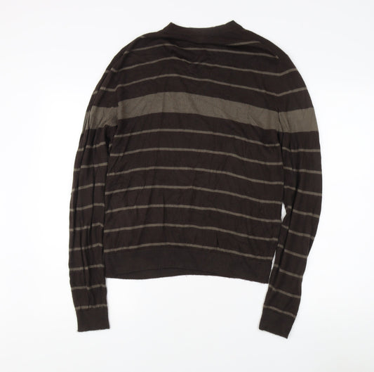 Thomas Nash Men's Brown Striped Pullover Jumper S