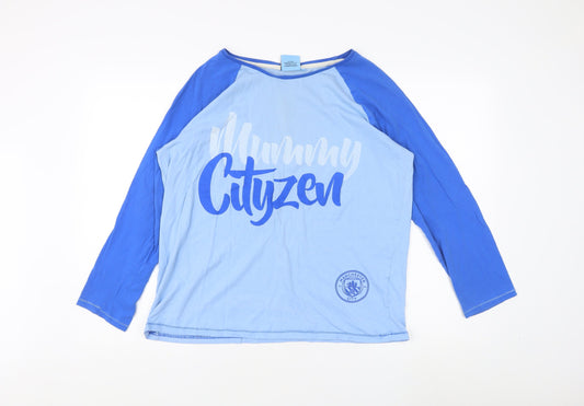 Additional front view of Manchester City Women's Blue Ringer T-Shirt, size 12