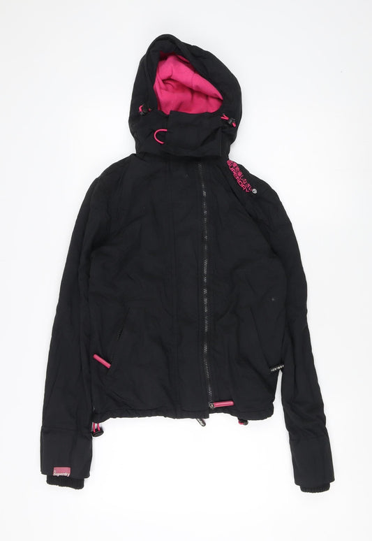 Womens UK Size 2XS Superdry Black Windbreaker Coat