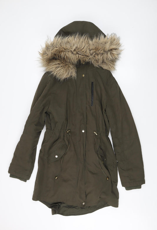 Womens UK Size S Oasis Green Parka Coat