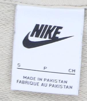 Nike Women's Beige Pullover Hoodie S - Casual Logo Style