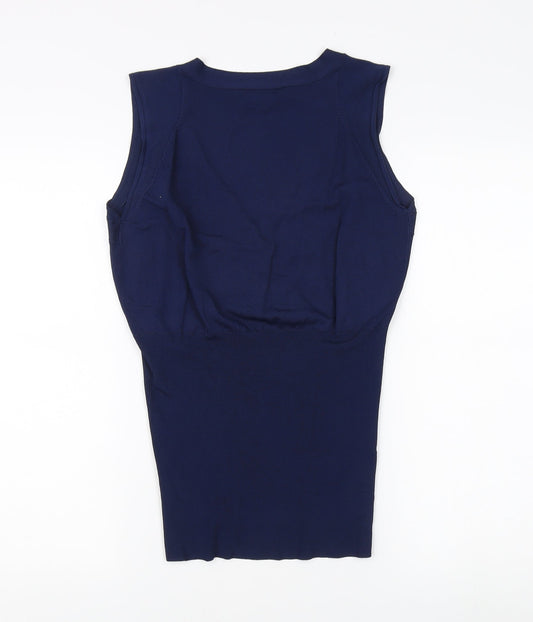 Alexon Women's Blue Sleeveless V-Neck Blouse L