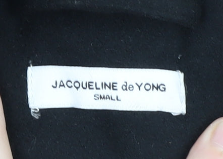 Brand and care label for Jacqueline de Yong Women's Black Belted Coat, size S