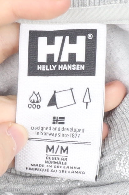 Brand and care label for Helly Hansen Grey Crew Neck Sweatshirt unisex m