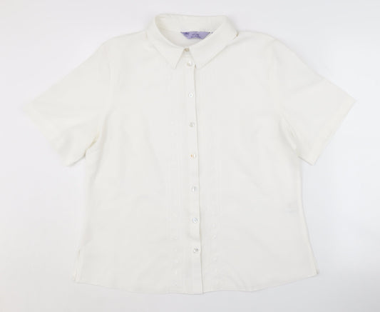 Womens UK Size 16 Honor Millburn White Basic Button-Up