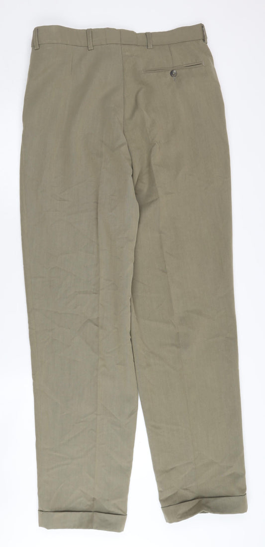 Principles Men's Beige Pleated Trousers, Size 34L