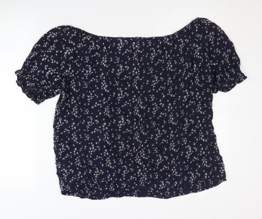 GAP Women's Blue Floral Off-Shoulder Blouse XS