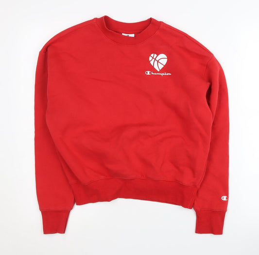 Additional front view of Champion Red Pullover Sweatshirt XS unisex logo