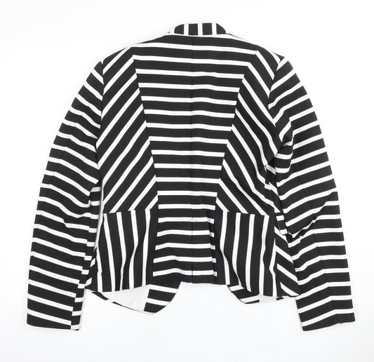 H&M Women's Black Striped Blazer, Size 14, Regular Fit