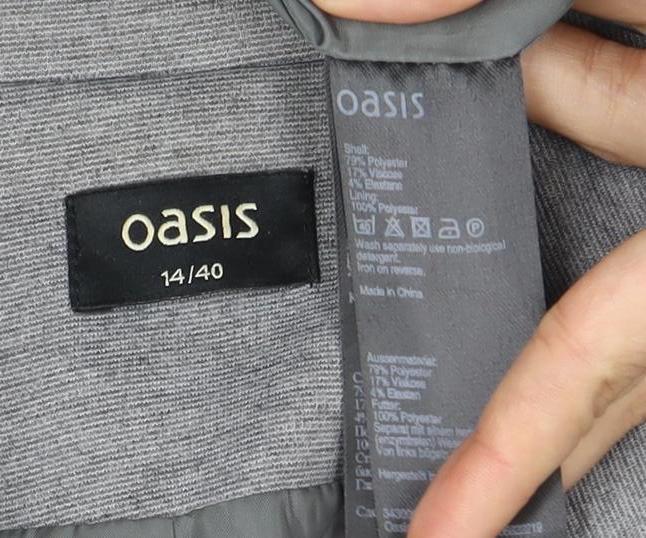 Oasis Women's Grey Blazer Size 14 Regular Fit