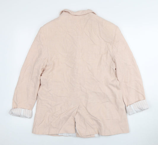 Topshop Women's Beige Double-Breasted Blazer Size 12