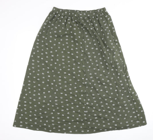 Damart Women's Green Floral Long A-Line Skirt Size 16