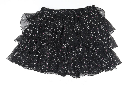 C&A Women's Black Layered Chiffon Skirt, Size 10