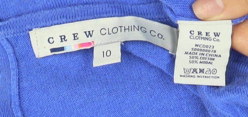 Crew Clothing Co. Women's Blue Henley Jumper Size 10