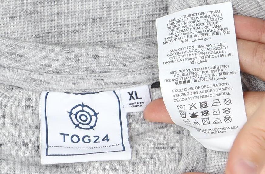 TOG24 Mens Grey XL Crew Neck T-Shirt, Short Sleeve